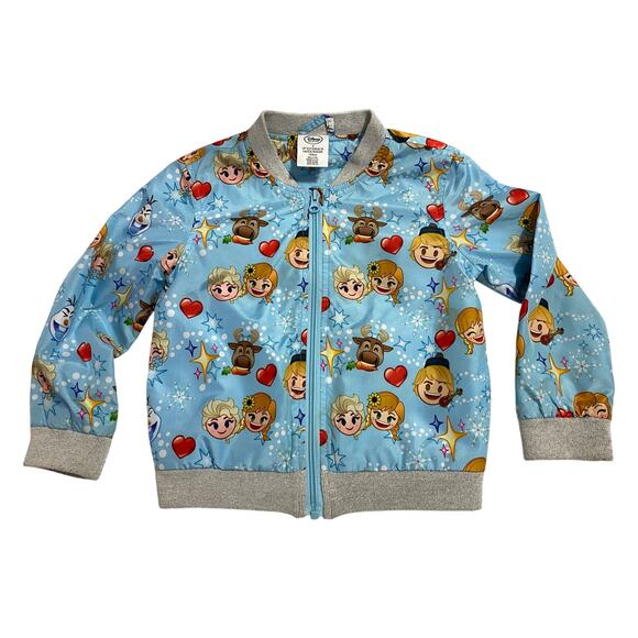 Disney Frozen Blue Print Jacket Size 4 Zip Front Elsa Anna - Picture 1 of 8